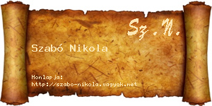 Szabó Nikola névjegykártya